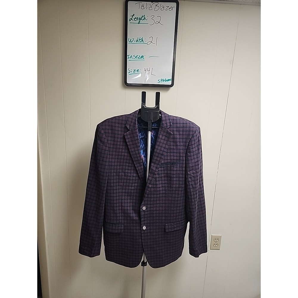 Talia‎ Blazer Size 44 L plaid. Red Purple Blue